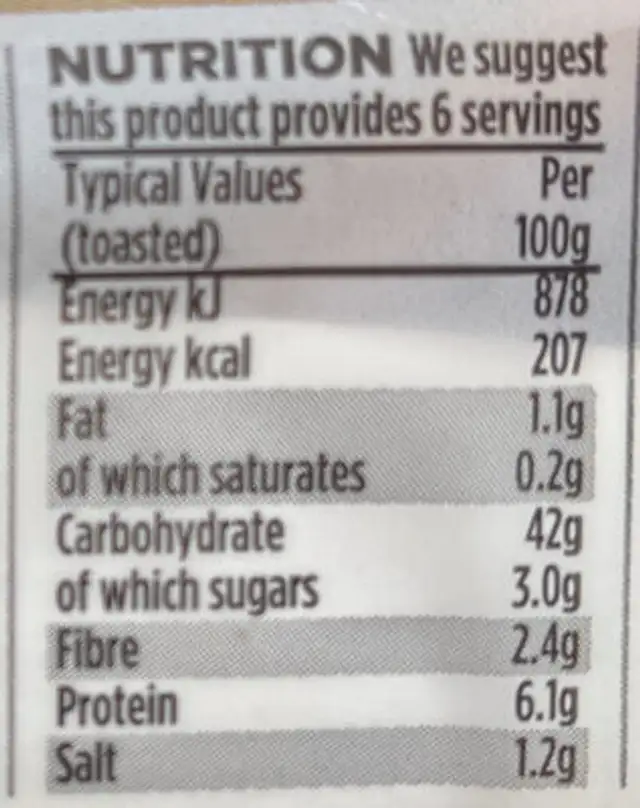 So Fluffy 6 Crumpets nutrition facts table