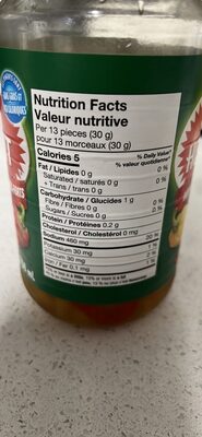 RONDELLES DE PIMENTS BANANES FORTES MARINÉS nutrition facts table