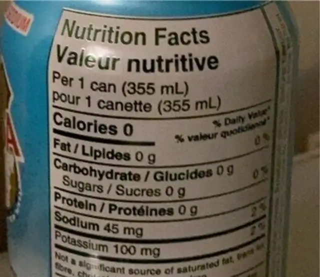 Triple Berry Club Soda nutrition facts table