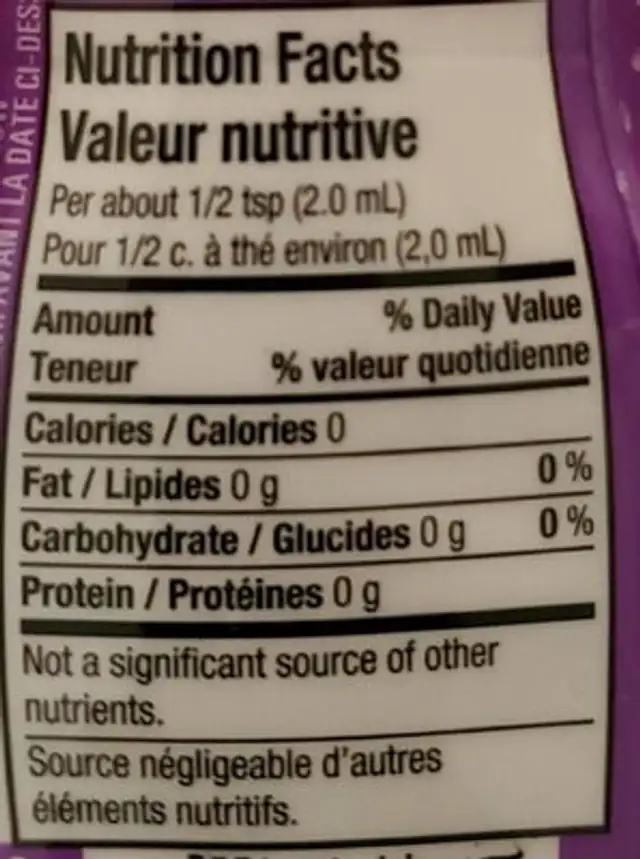 Kool-aid nutrition facts table