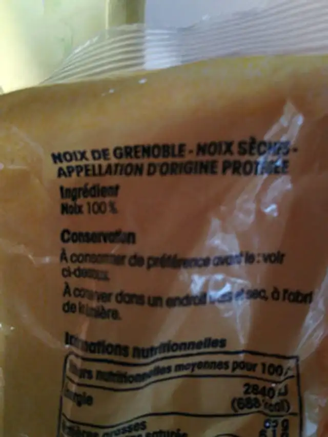 noix de grenoble ingredients label