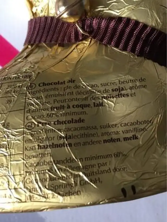Lapin or ingredients label