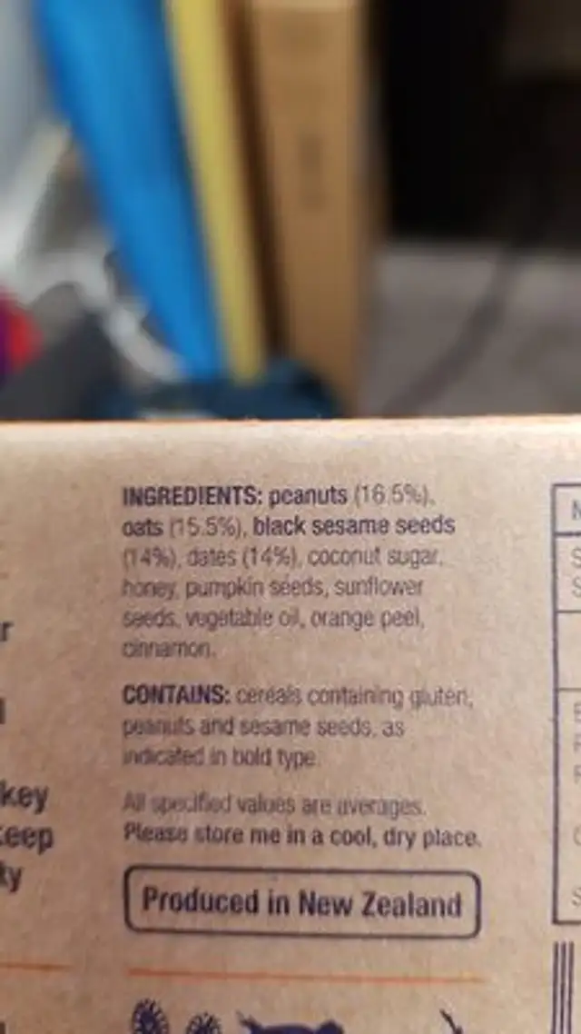 Unknown ingredients label