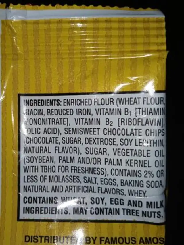 famous amos ingredients label