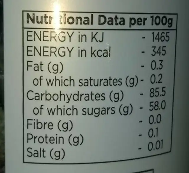 Vegan Fizzy Cola Bottles nutrition facts table