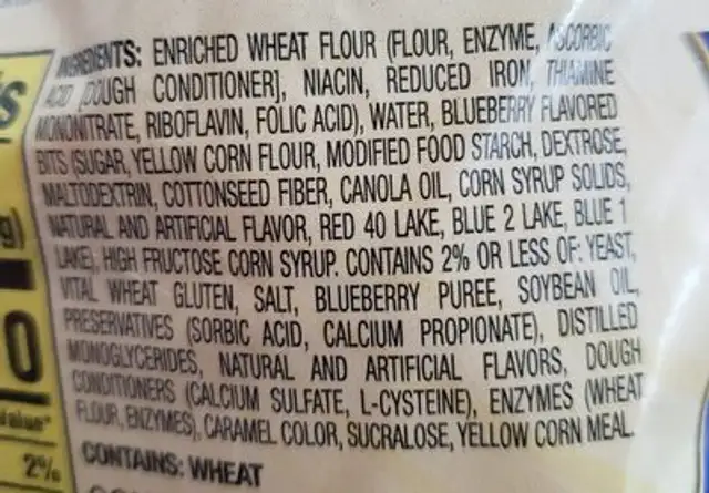 lenders blueberry begals ingredients label
