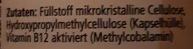 Vitamin B12 500 ingredients label