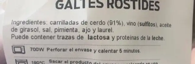 Unknown ingredients label