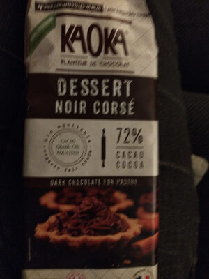 kaoka dessert noir corsé 72% front packaging