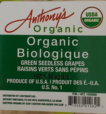 Organic Green Seedless Grapes