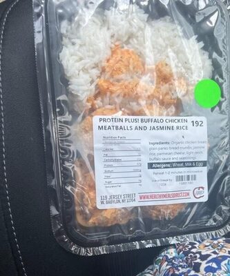 buffalo chicken meatballs and jasmine rice