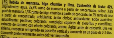 Apple, prickly pear and lime juice drink ingredients label