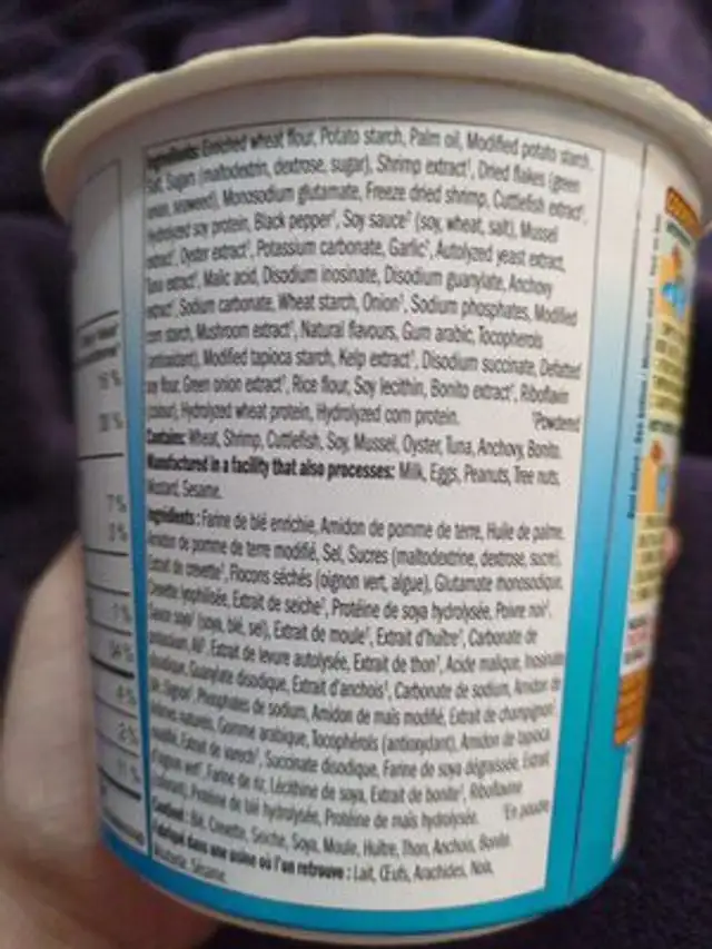 Unknown ingredients label