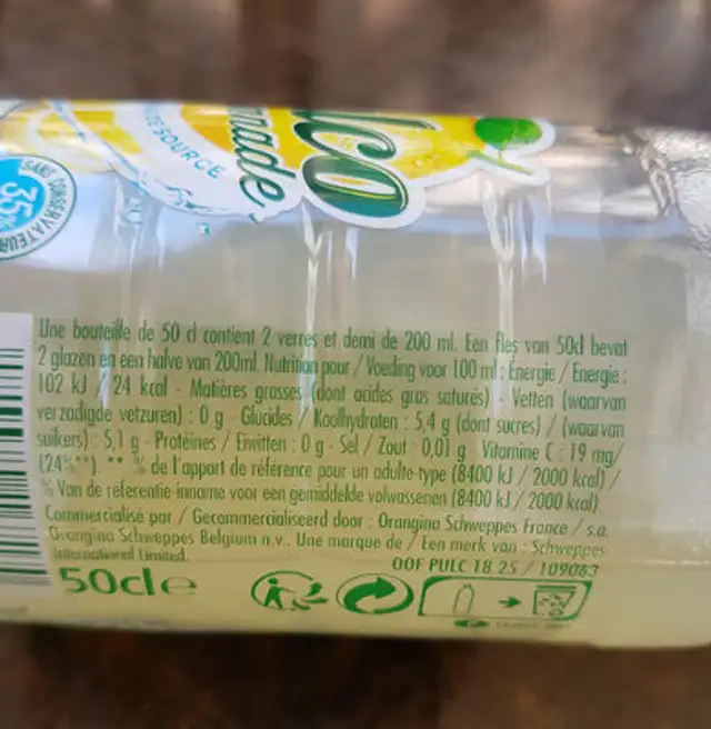 pulco citronnade nutrition facts table