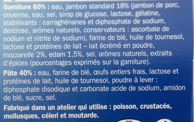 Crêpes jambon emmental ingredients label