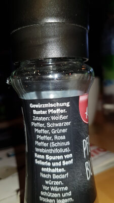Pfeffer bunt ingredients label
