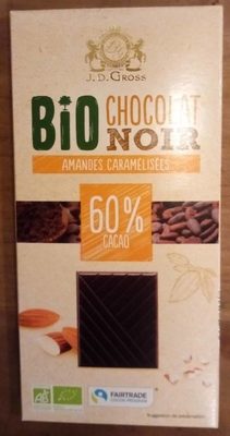 Chocolat noir 60% Amandes caramelisees front packaging