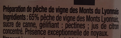Pêche de vigne des monts du Lyonnais ingredients label