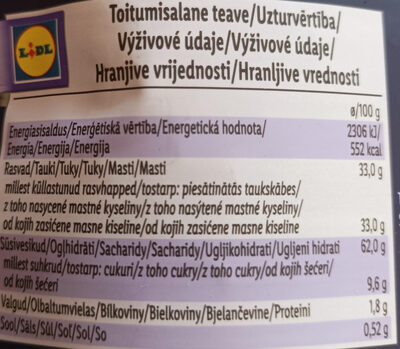 Bellarom creampre nutrition facts table