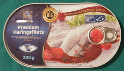 Premium Heringsfilets in Tomaten-Barbecue-Creme front packaging