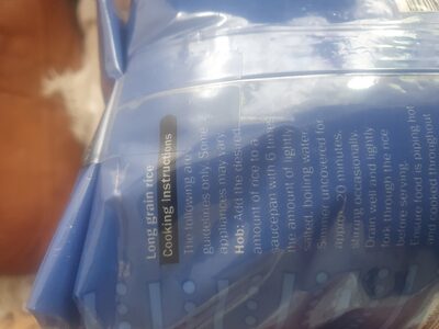 Rice ingredients label