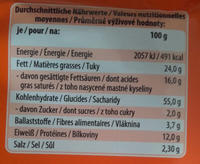 Flûtes Feuilletées Au Beurre Et Au Fromage nutrition facts table