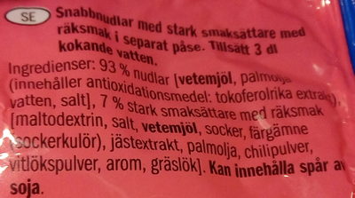 Newgate Instant Instant noodles Spicy Prawn flavour ingredients label