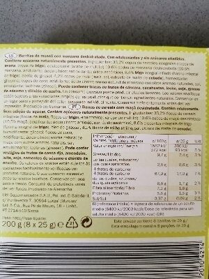 Musli bar apple ingredients label