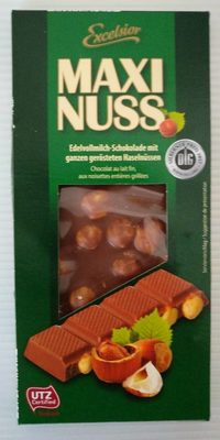 Nuss Schokolade, Edelvollmilch Schokolade Mit Ganz... front packaging