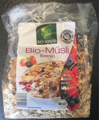 Bio Sonne, Bio müsli Beeren front packaging