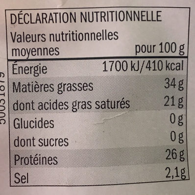 Gouda vieux des Pays-Bas nutrition facts table