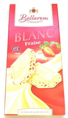 Chocolat blanc avec 3.6% crisp fraise