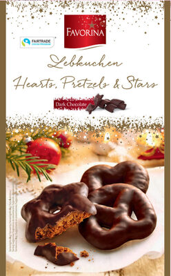 Gingerbread Hearts & Stars Pretzels front packaging