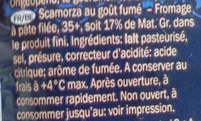 Scamorza fumée ingredients label