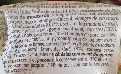 Salade jambon emmental ingredients label