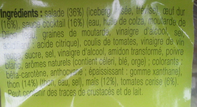 Crudités Thon Oeuf Sauce cocktail ingredients label