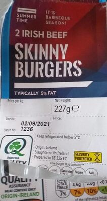 Skinny burgers front packaging