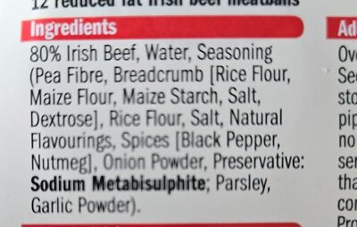 12 skinny beef meatballs ingredients label