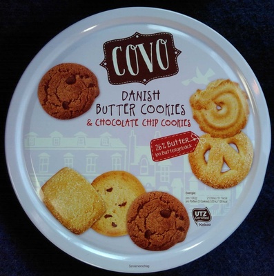 Danish Butter Cookies & Chocolate Chip Cookies front packaging