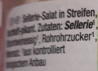 Bio-salat Sellerie ingredients label
