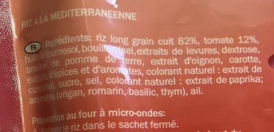 Riz à la méditerranéenne au micro-ondes ingredients label