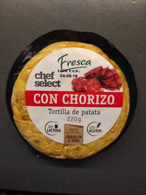 Tortilla de patata con chorizo front packaging