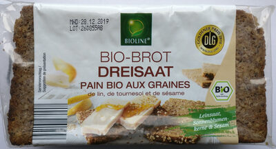 Pain bio aux grains de lin, de tournesol et de sésame, tranché