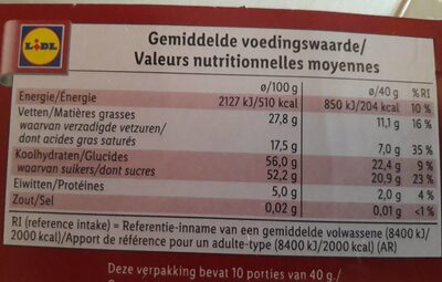 Chocolat noir nutrition facts table