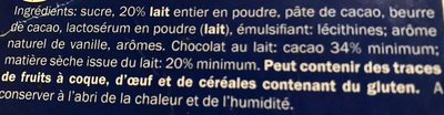 Chocolat au Lait ingredients label