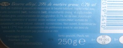 Linessa Light Butter streichzart ingredients label