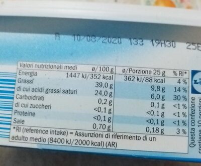 Linessa Light Butter streichzart nutrition facts table