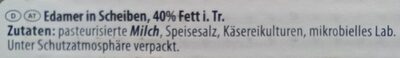 Edamer ingredients label