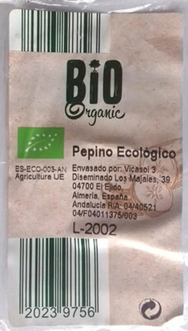 Castravete bio ingredients label