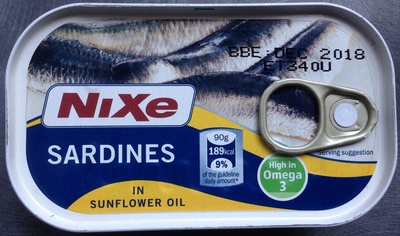 Sardines in sunflower oil front packaging